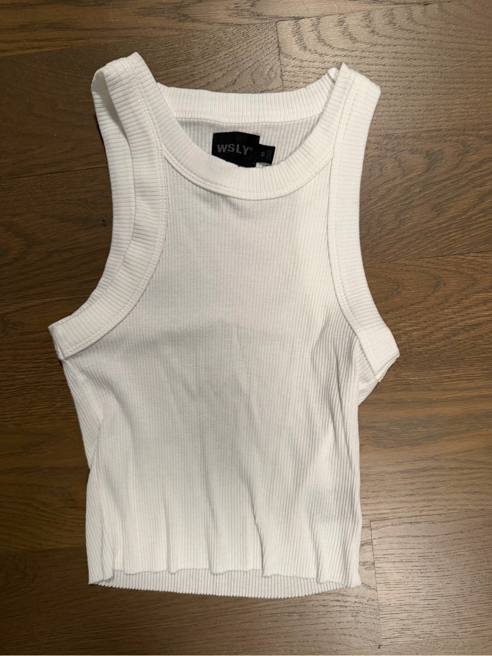 WSLY White Ribbed Tank - Classic Crew Neck
